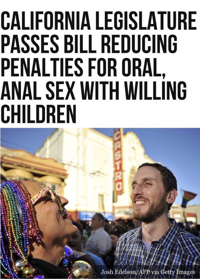 Kalifornské zákonodarstvo schválil zákon, ktorý znižuje trest za dobrovoľný orálny a análny sex s deťmi